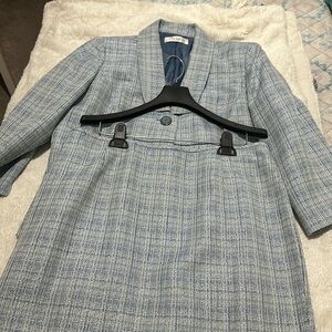 Blue metallic tweed Le Suit petite skirt suit (size 12P)